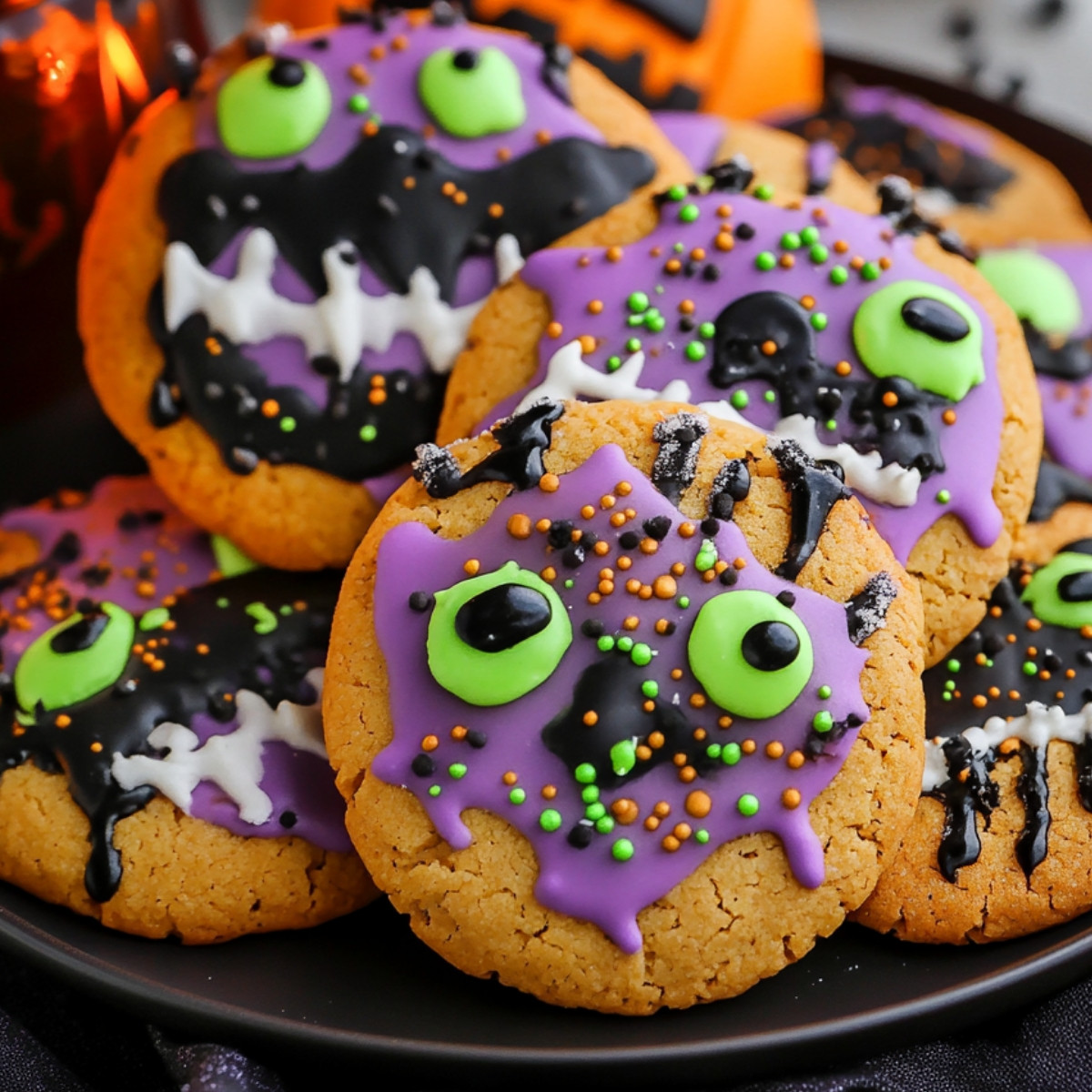 🎃🍪 Get ready for a spooktacular treat with these Halloween-themed spooky cookies! Perfectly sweet with a ghoulish twist, these are sure to be a hit at your next Halloween bash. Let's get baking!