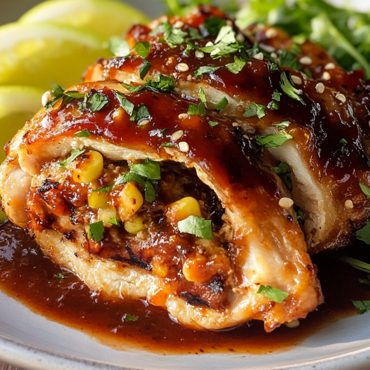 Air Fryer BBQ Stuffed Chicken