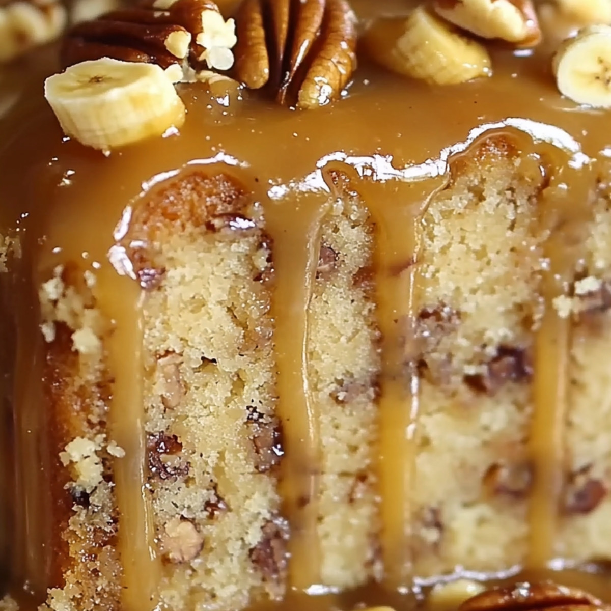 Banana Pecan Caramel Layer Cake