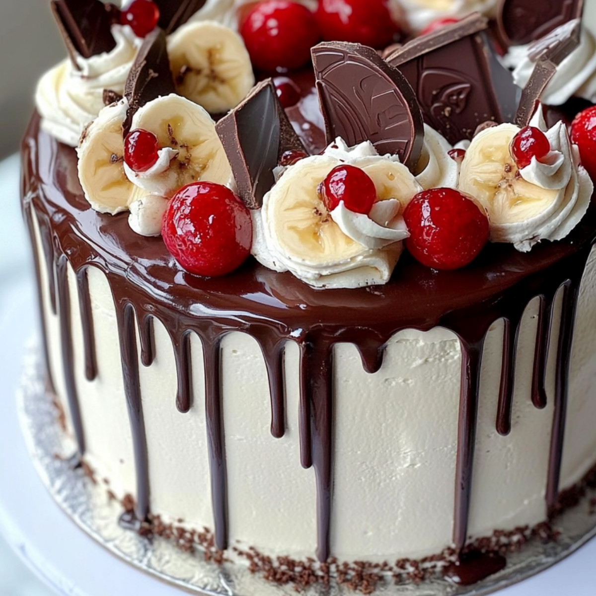 Banana Split Chocolate Drip Cake