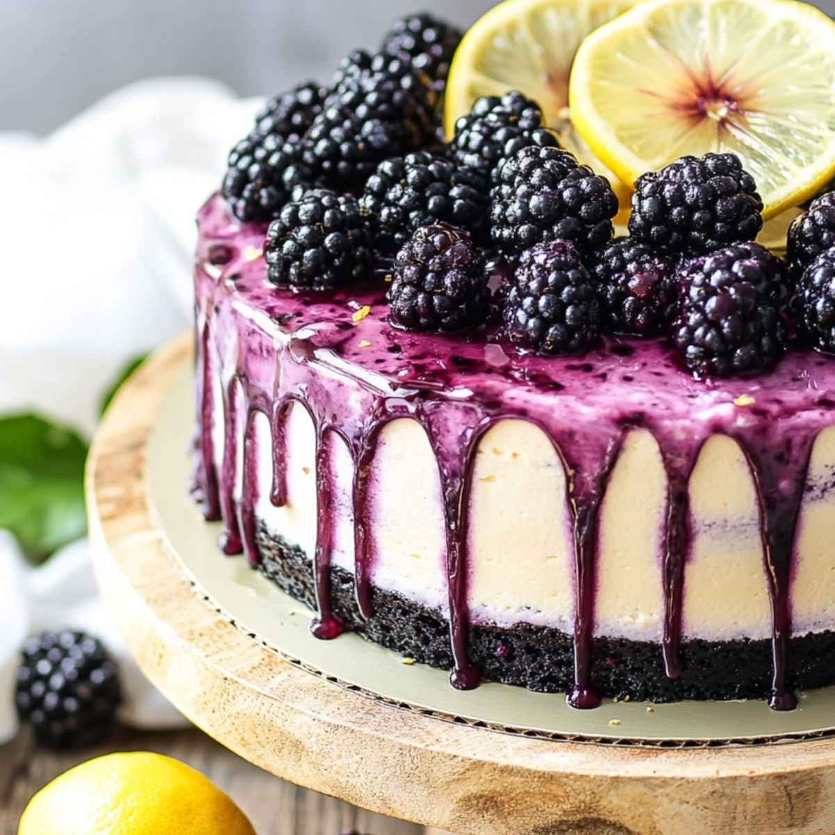 Blackberry Lemon Drip Cake