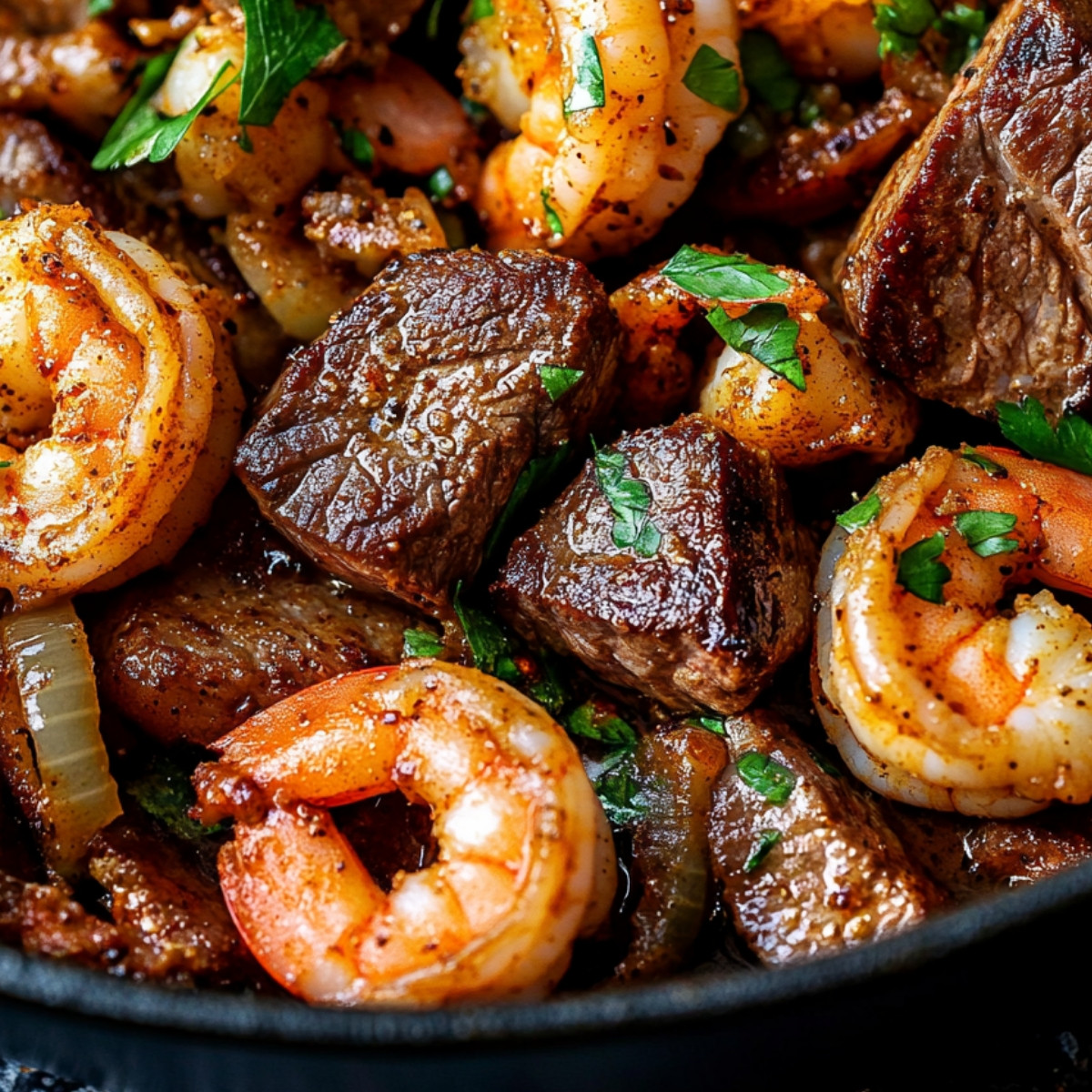 Cajun Butter Steak & Shrimp Skillet