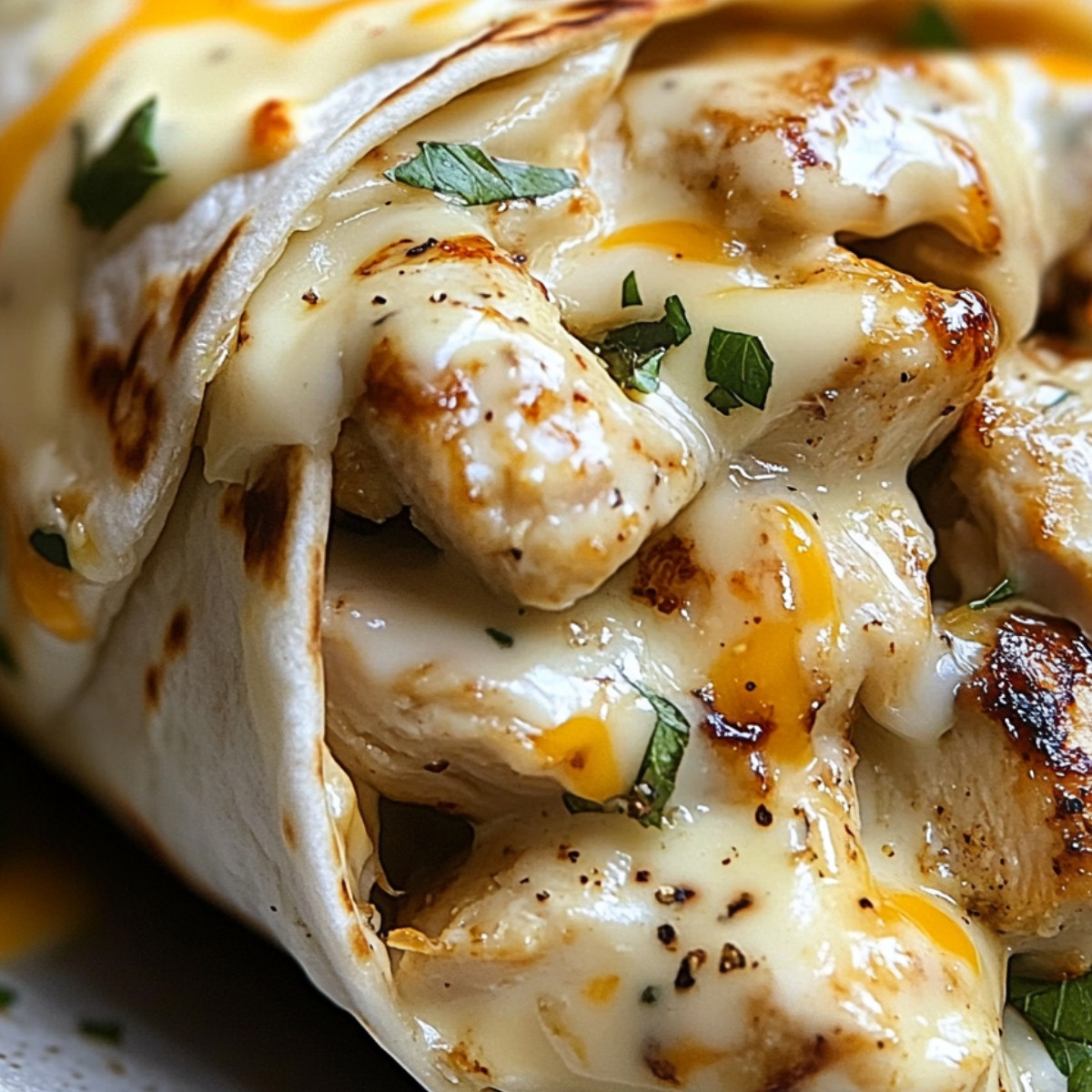 Cheesy Garlic Chicken Wraps