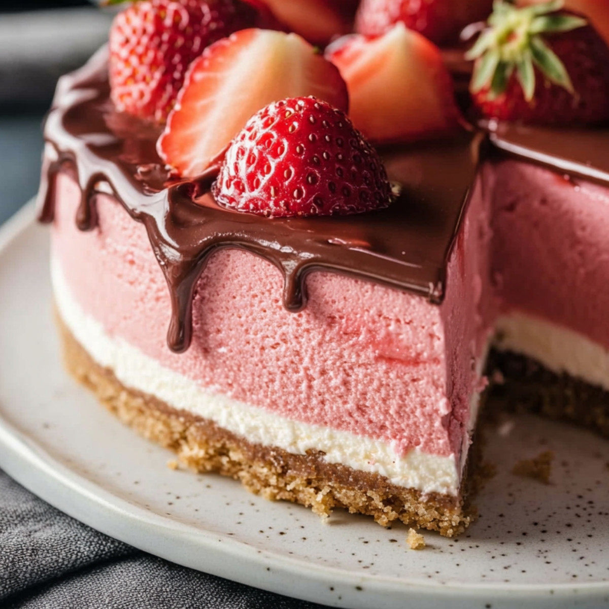 Chocolate Dipped Strawberry Mousse Cake