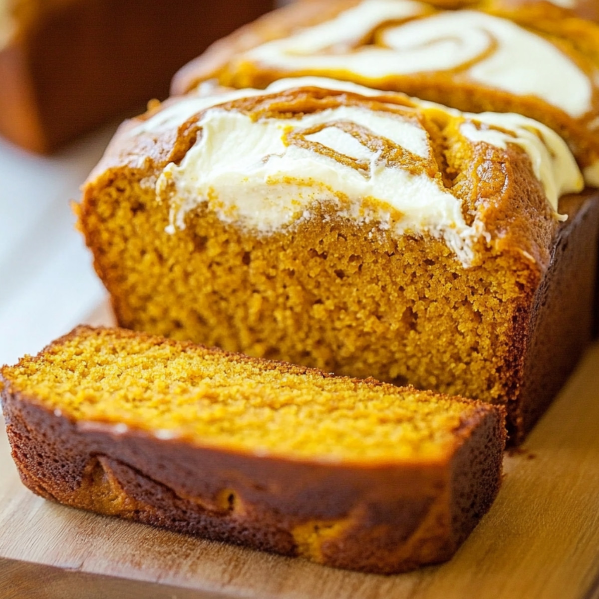 Cream Cheese Swirled Pumpkin Bread