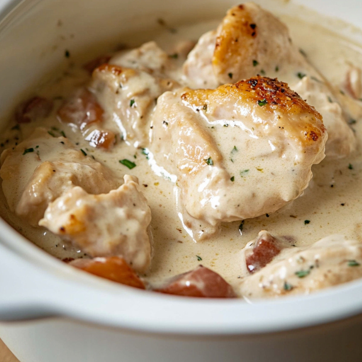 Creamy Tuscan Slow Cooker Chicken