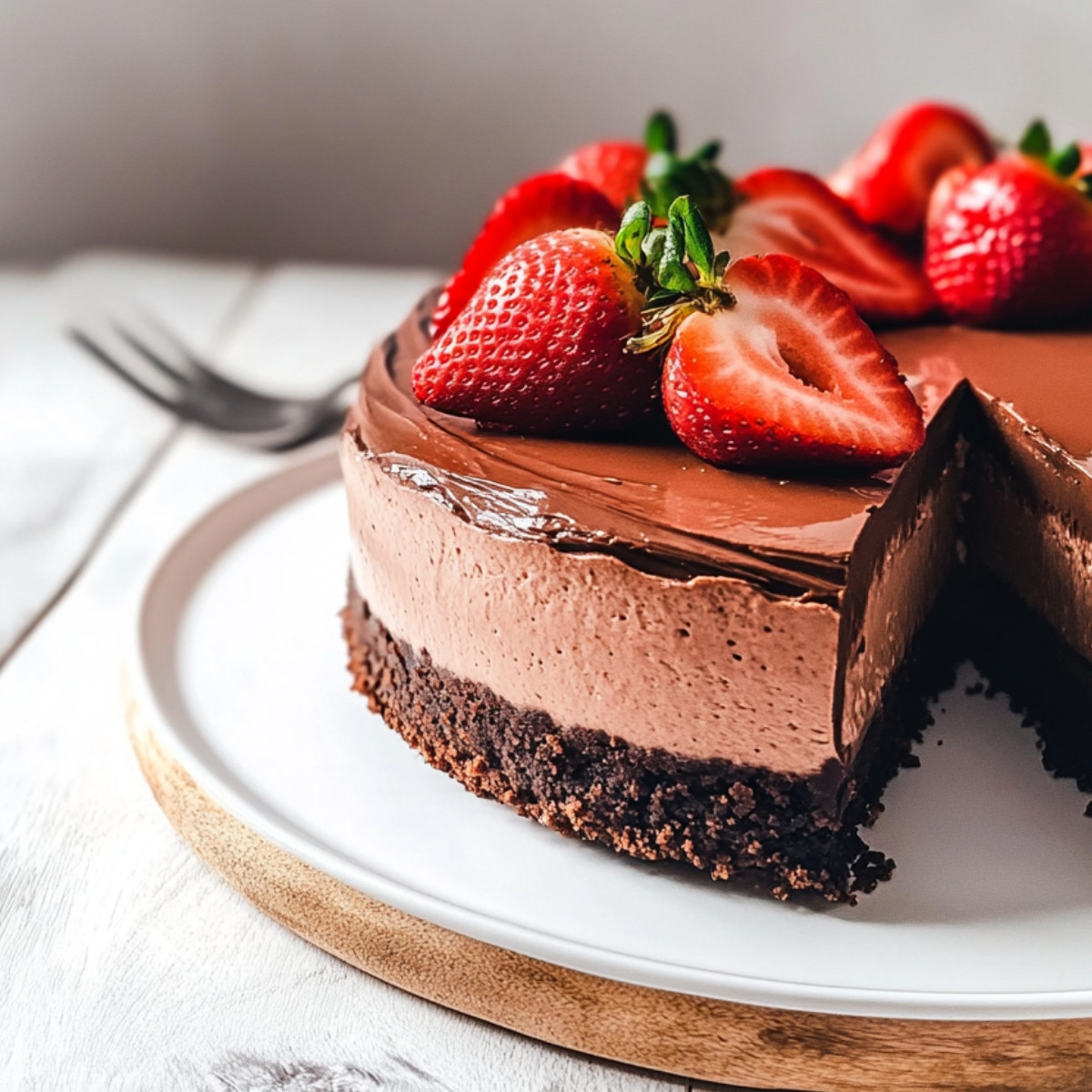 Decadent Chocolate Strawberry Cheesecake