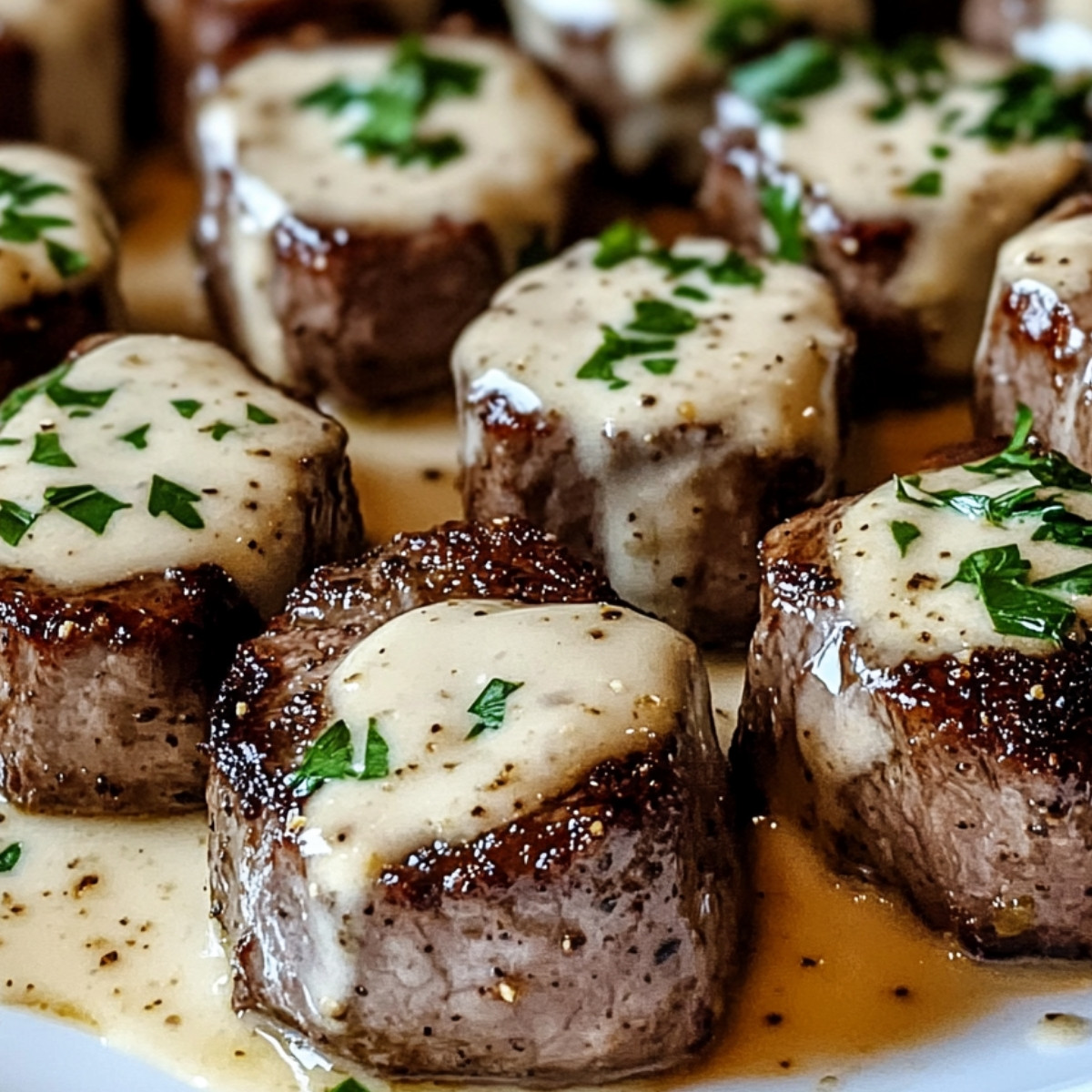 Garlic Butter Steak Bites with Parmesan Cream Sauce