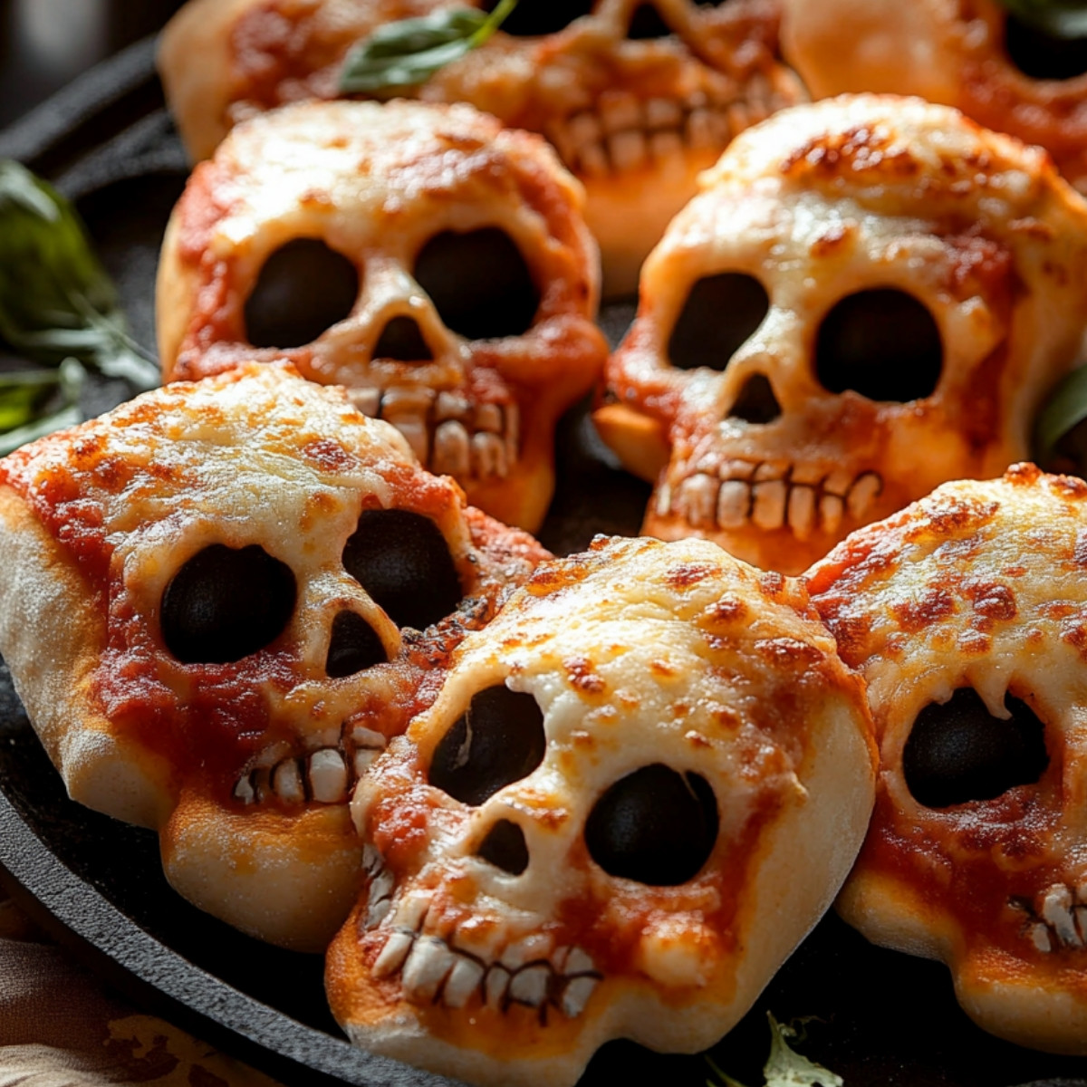 Halloween Pizza Skulls