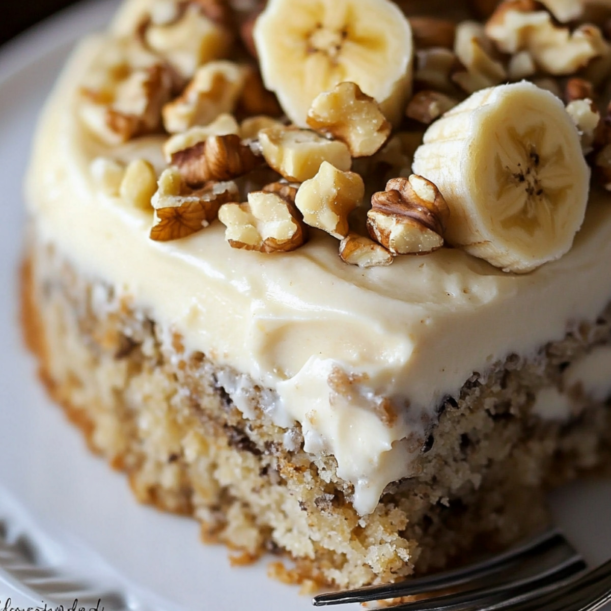 Heavenly Banana Walnut Cream Cake