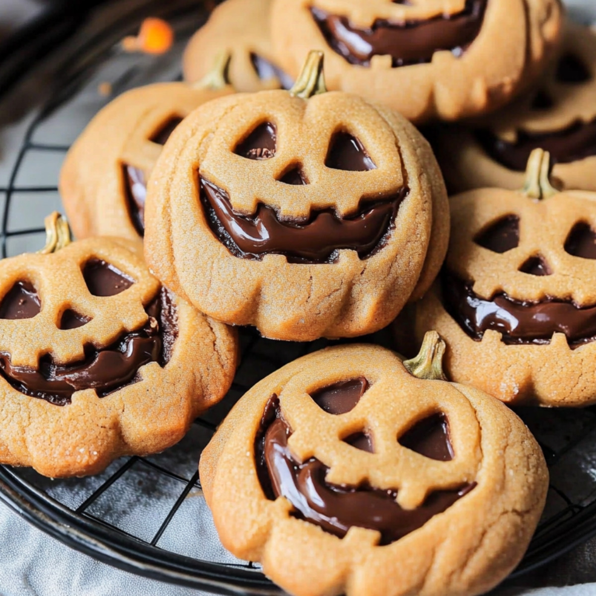 Milk Chocolate Stuffed Jack-O'-Lantern Cookies