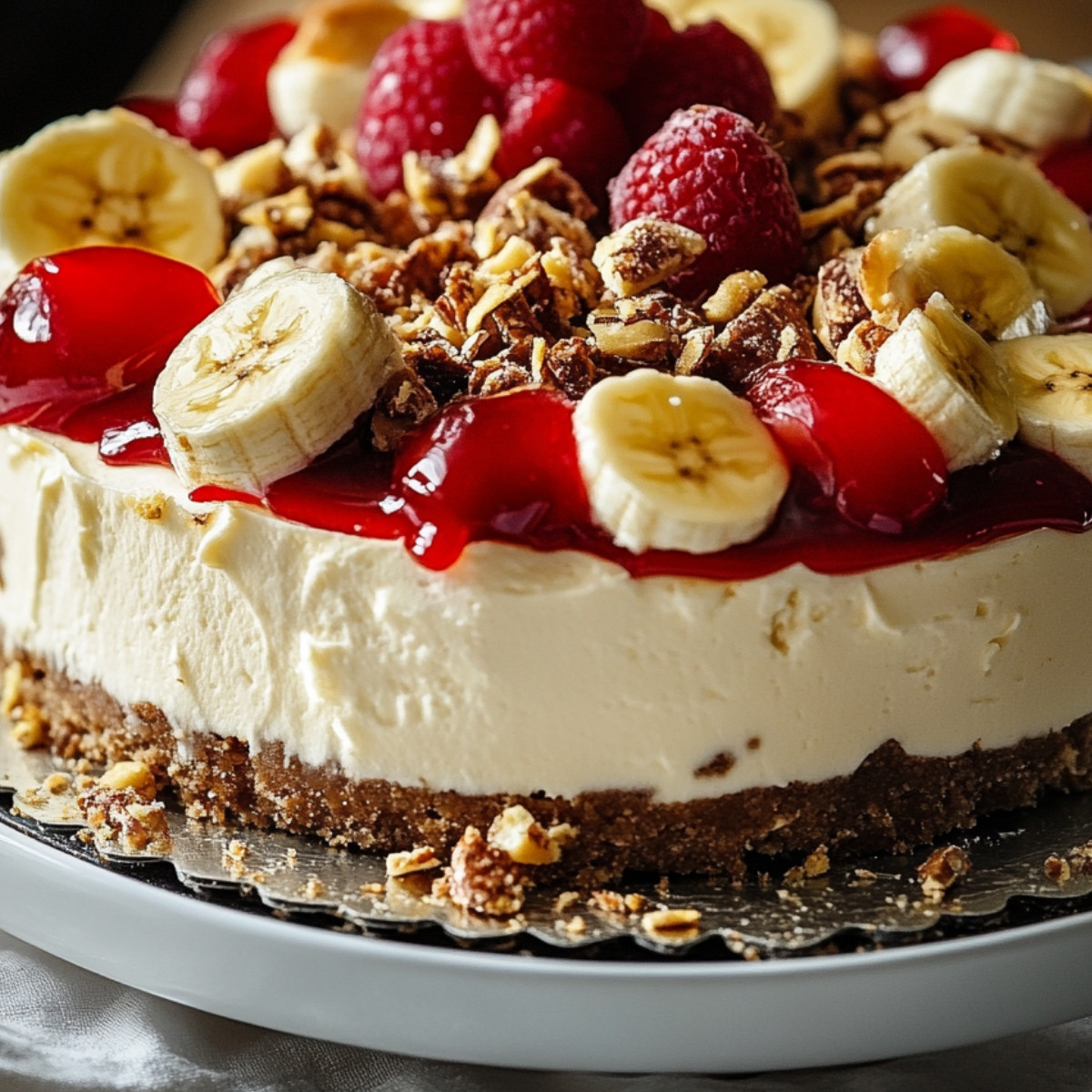 No Bake Banana Split Cheesecake