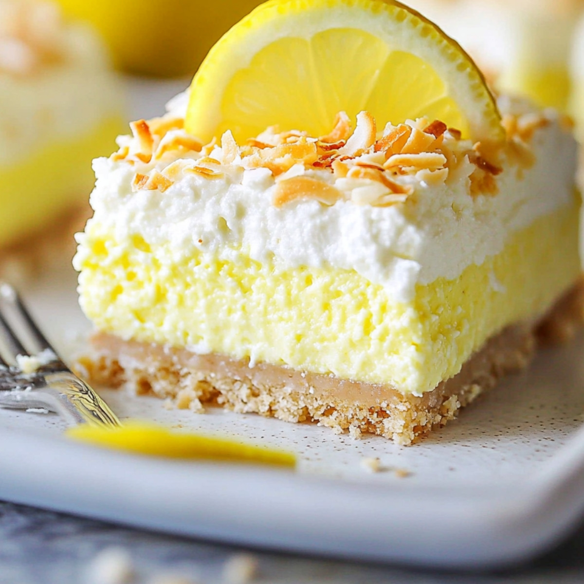 No Bake Lemon Coconut Cheesecake Bars