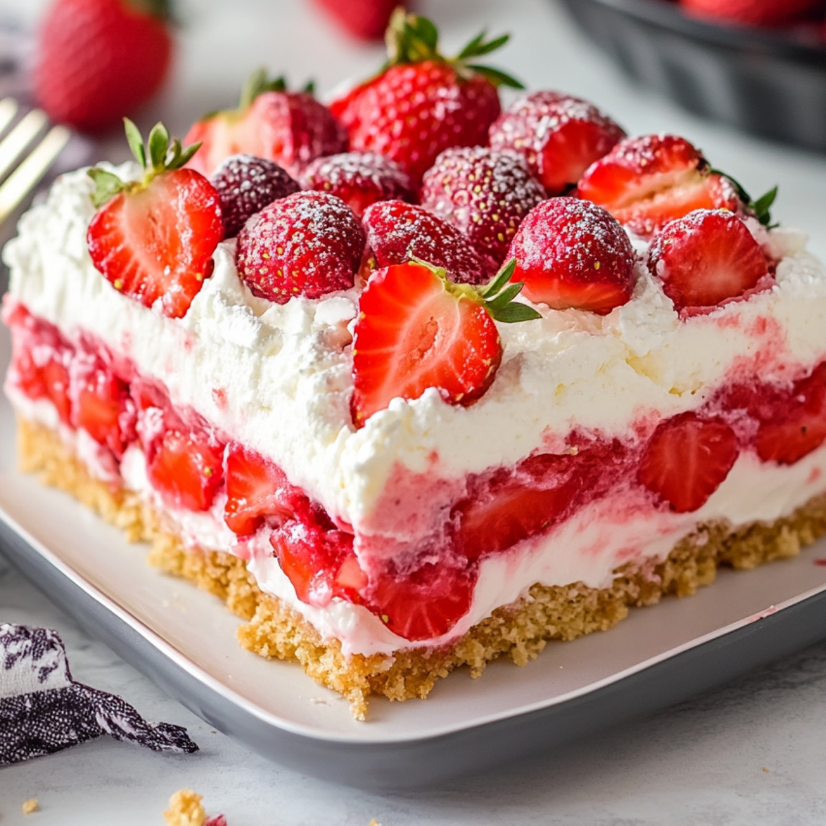 No-Bake Strawberry Split Cake