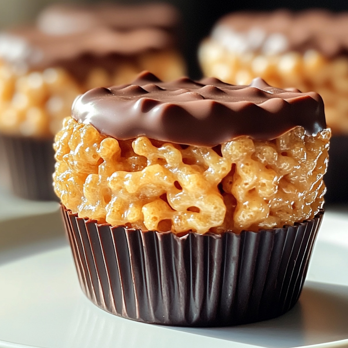 Peanut Butter Chocolate Rice Krispie Treat Cups