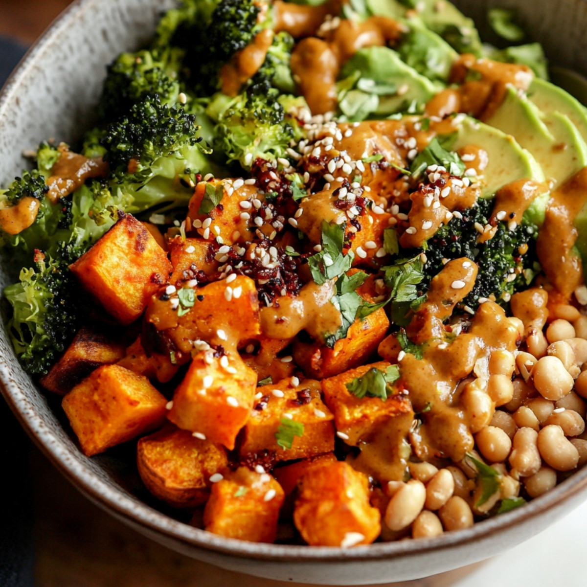 Peanut Sweet Potato Buddha Bowls