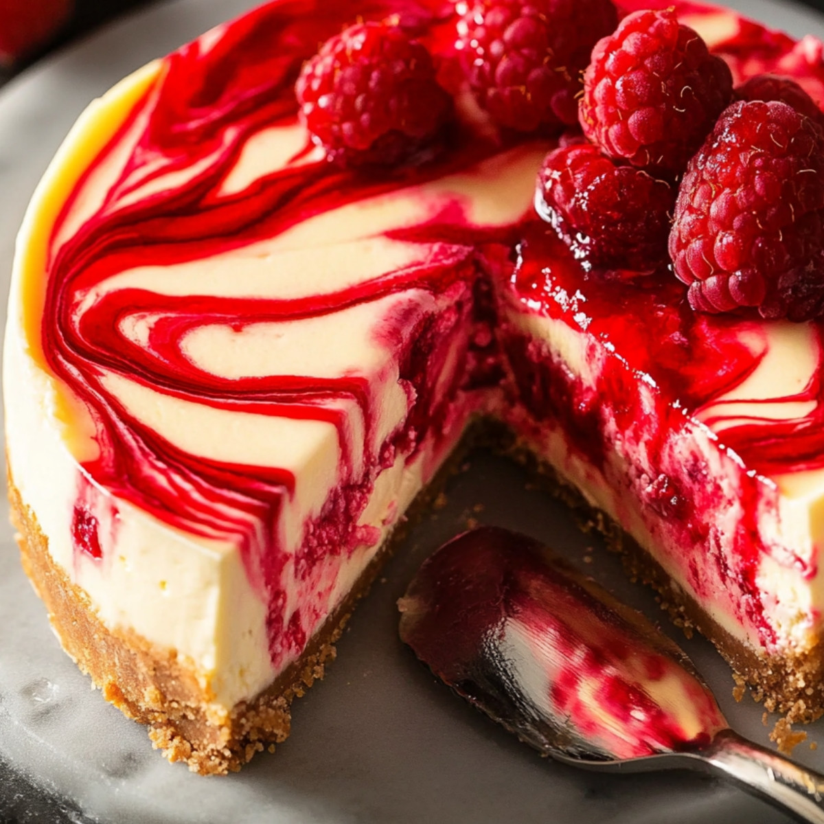 Raspberry Swirl Cheesecake