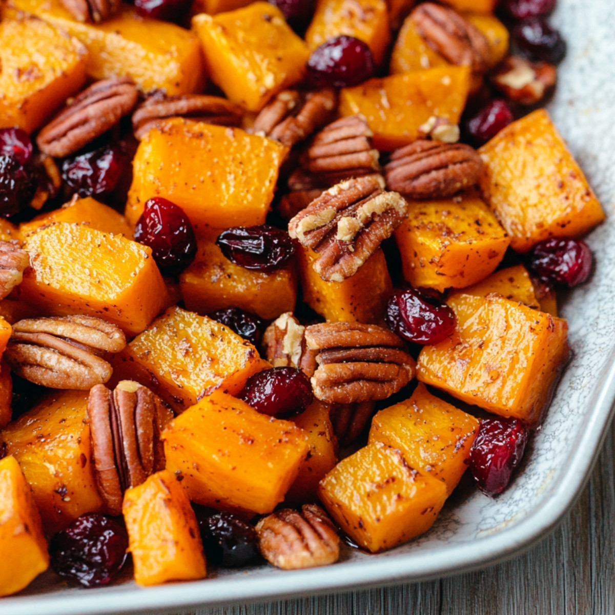 Roasted Butternut Squash with Cranberries and Pecans