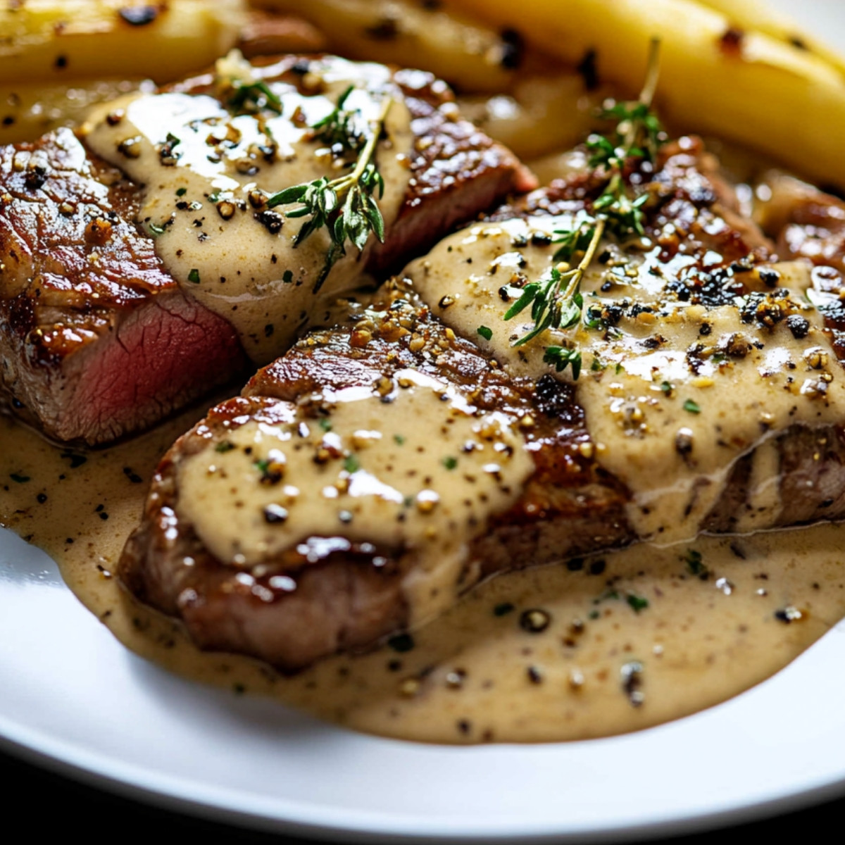 Steak with Garlic Cream Sauce