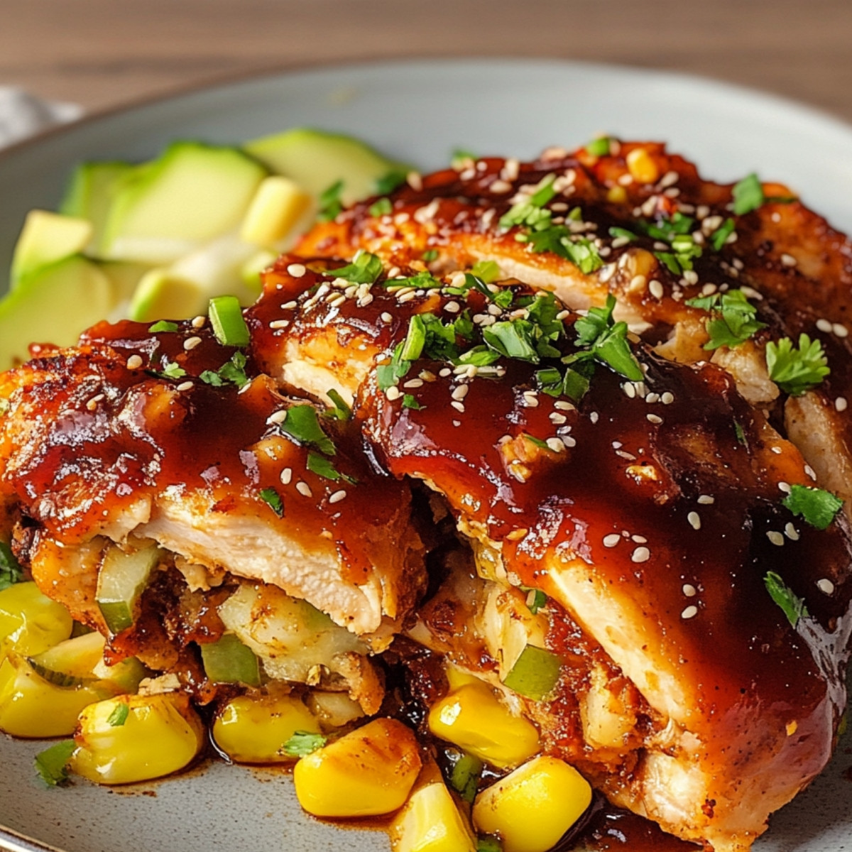 Air Fryer BBQ Stuffed Chicken