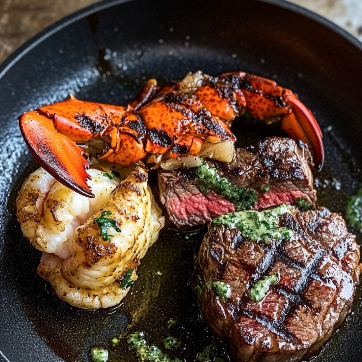 Butter Seared Lobster and Steak Duo