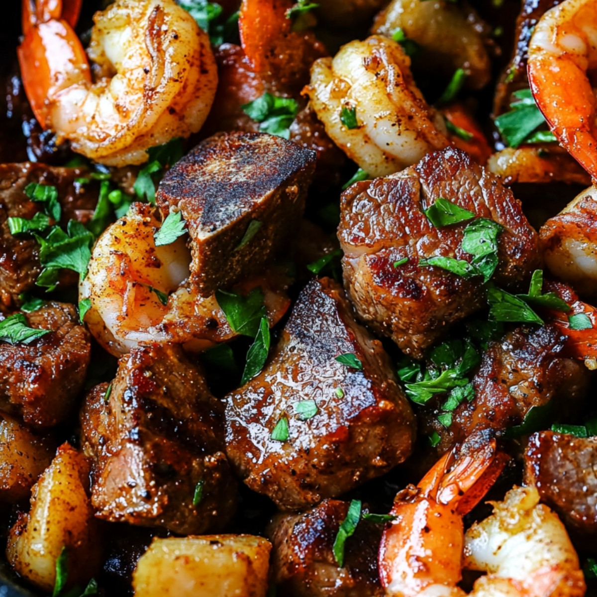 Cajun Butter Steak & Shrimp Skillet