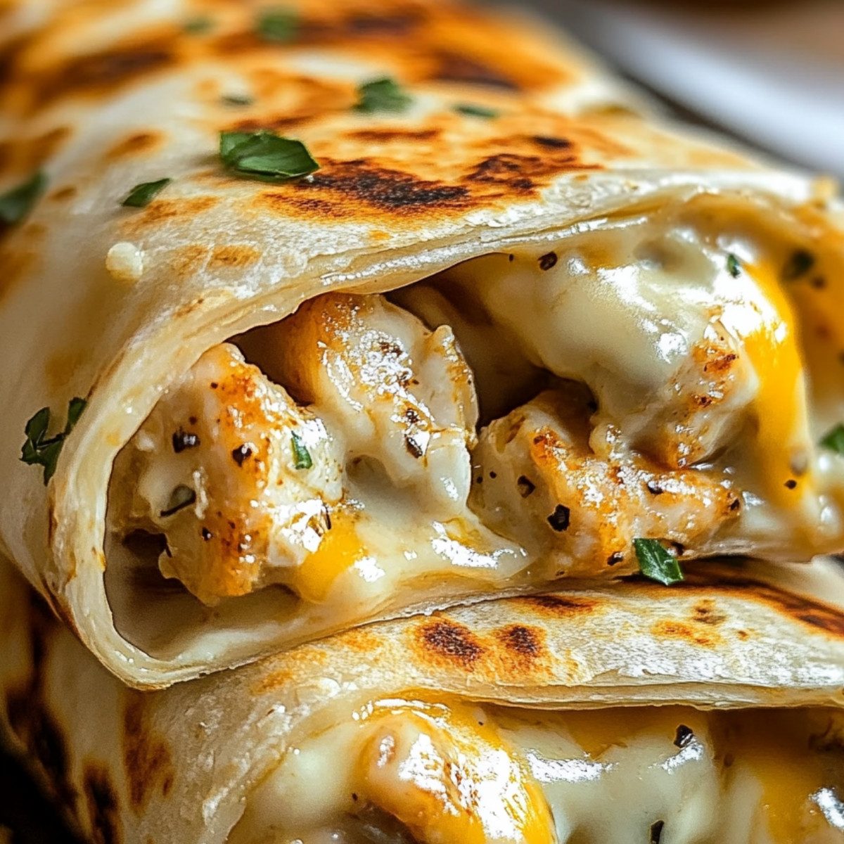 Cheesy Garlic Chicken Wraps