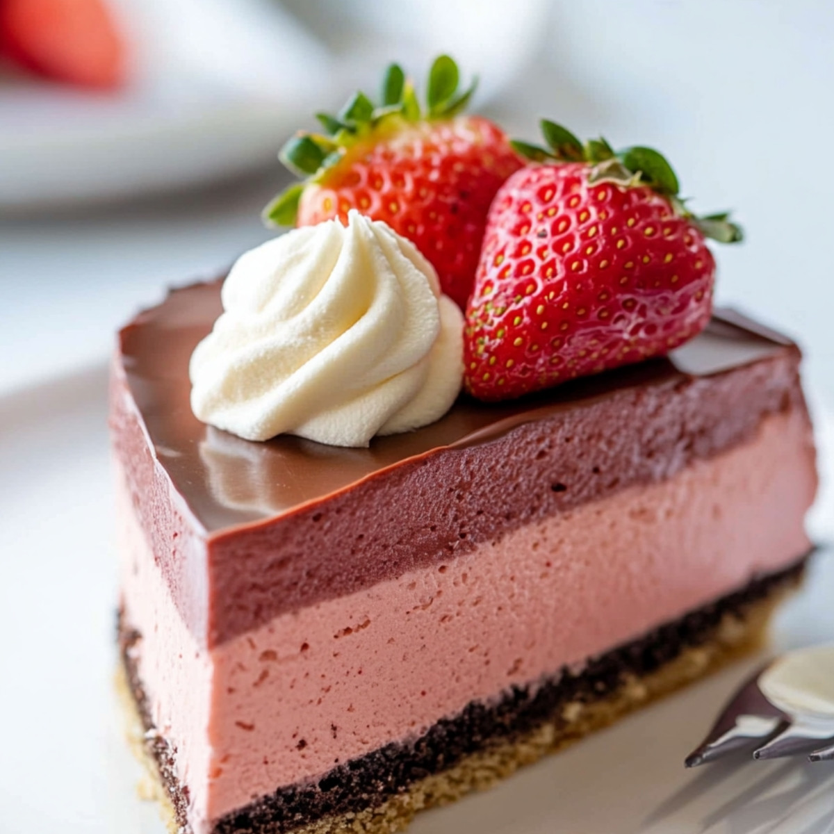 Chocolate Dipped Strawberry Mousse Cake