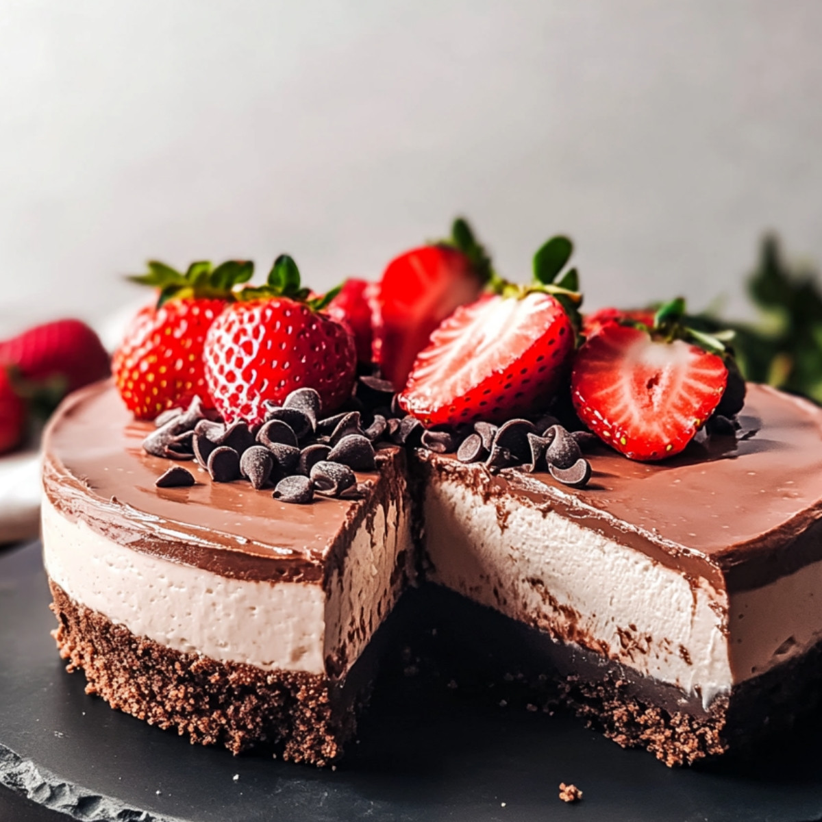 Decadent Chocolate Strawberry Cheesecake