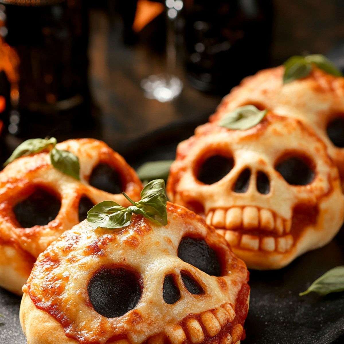 Halloween Pizza Skulls