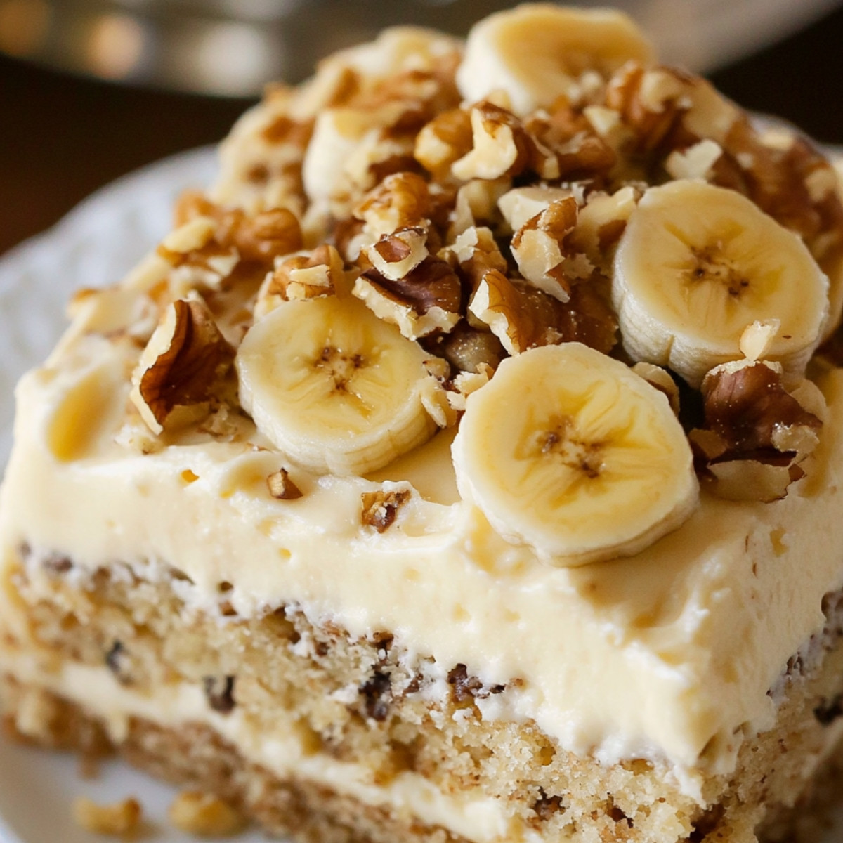 Heavenly Banana Walnut Cream Cake