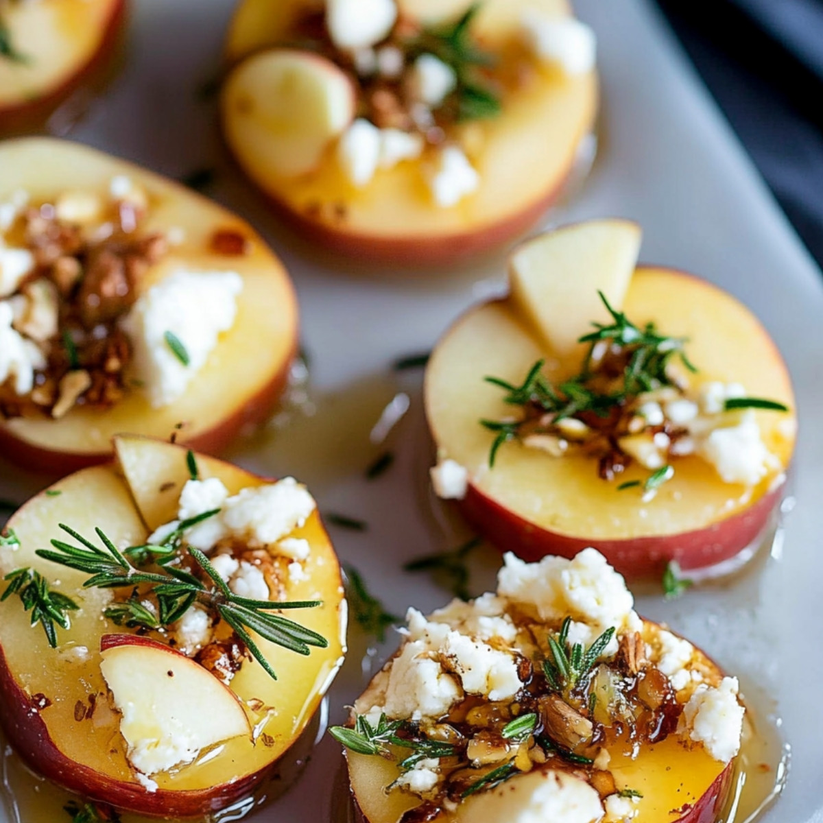 Honey Rosemary Goat Cheese Apple Bites