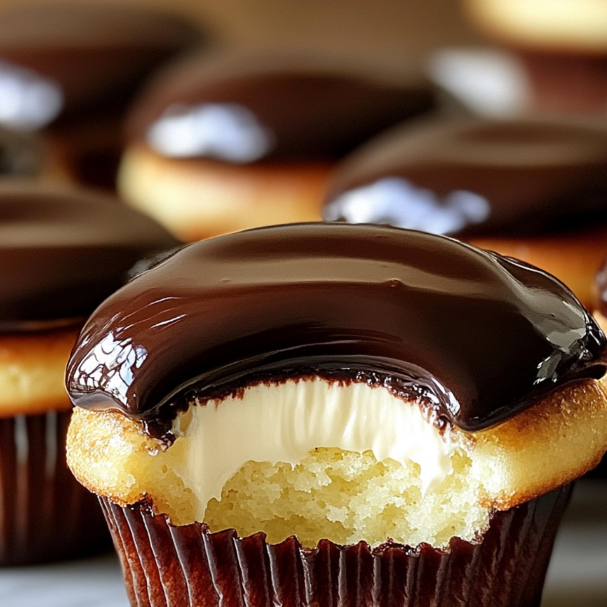 Indulge yourself with these Decadent Boston Cream Cupcakes! They're the perfect treat to satisfy your sweet cravings with a luscious vanilla cream filling and rich chocolate ganache on top. Let's get baking! 🎉