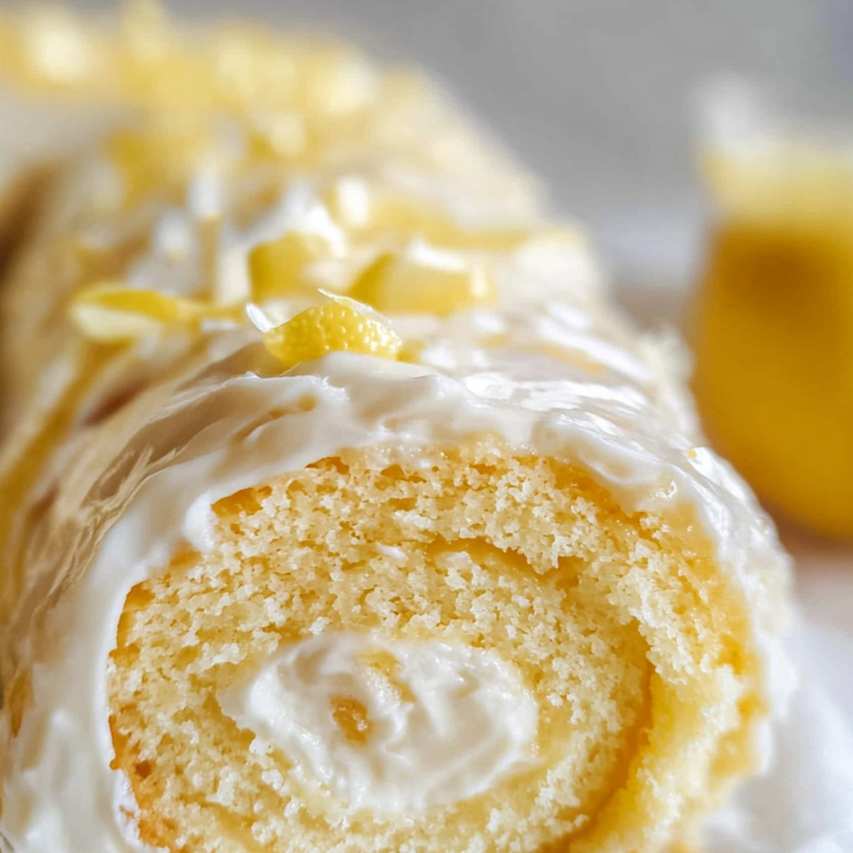 Luscious Lemon Cream Roll Cake with Lemon Glaze