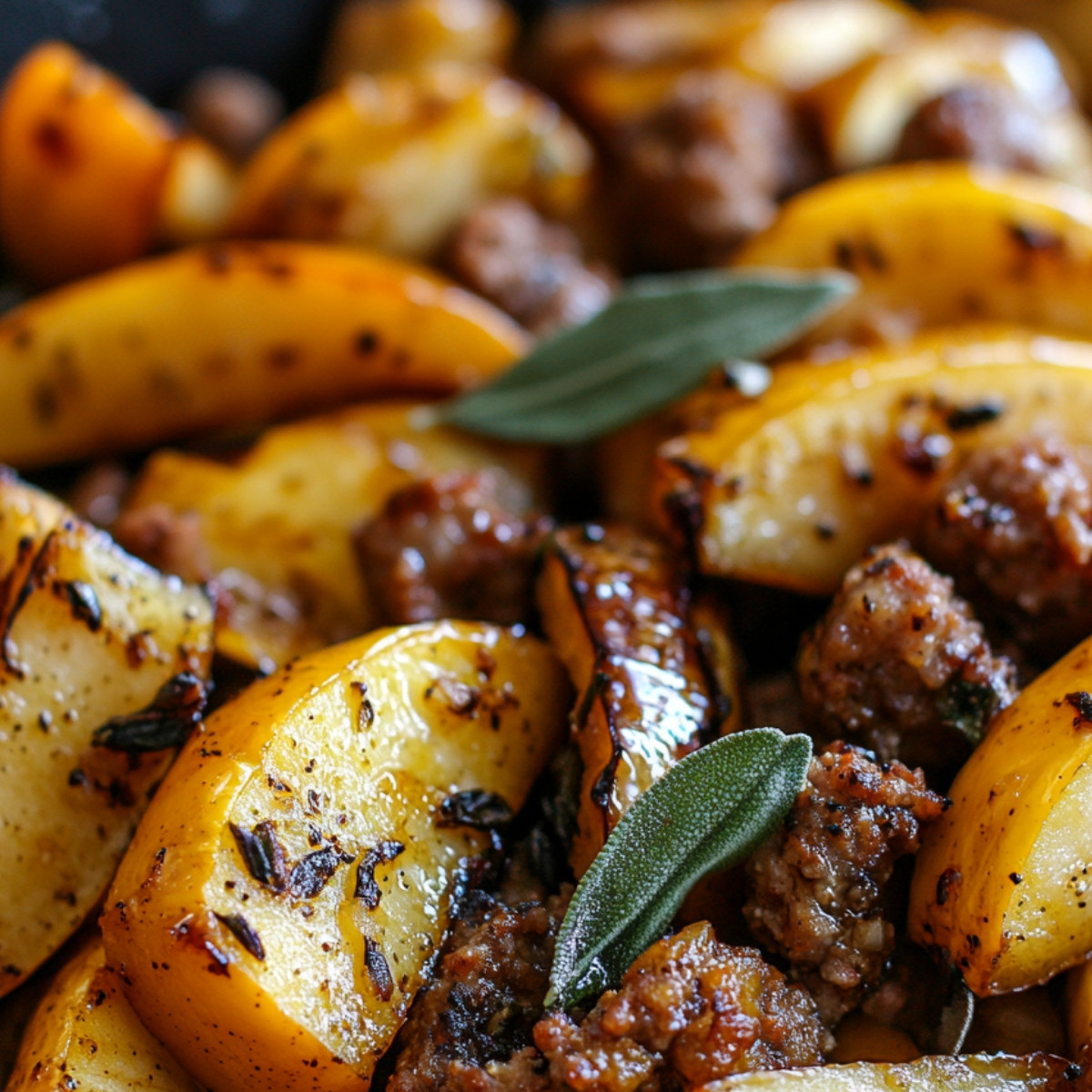 Maple-Glazed Acorn Squash with Sausage, Apple, and Sage