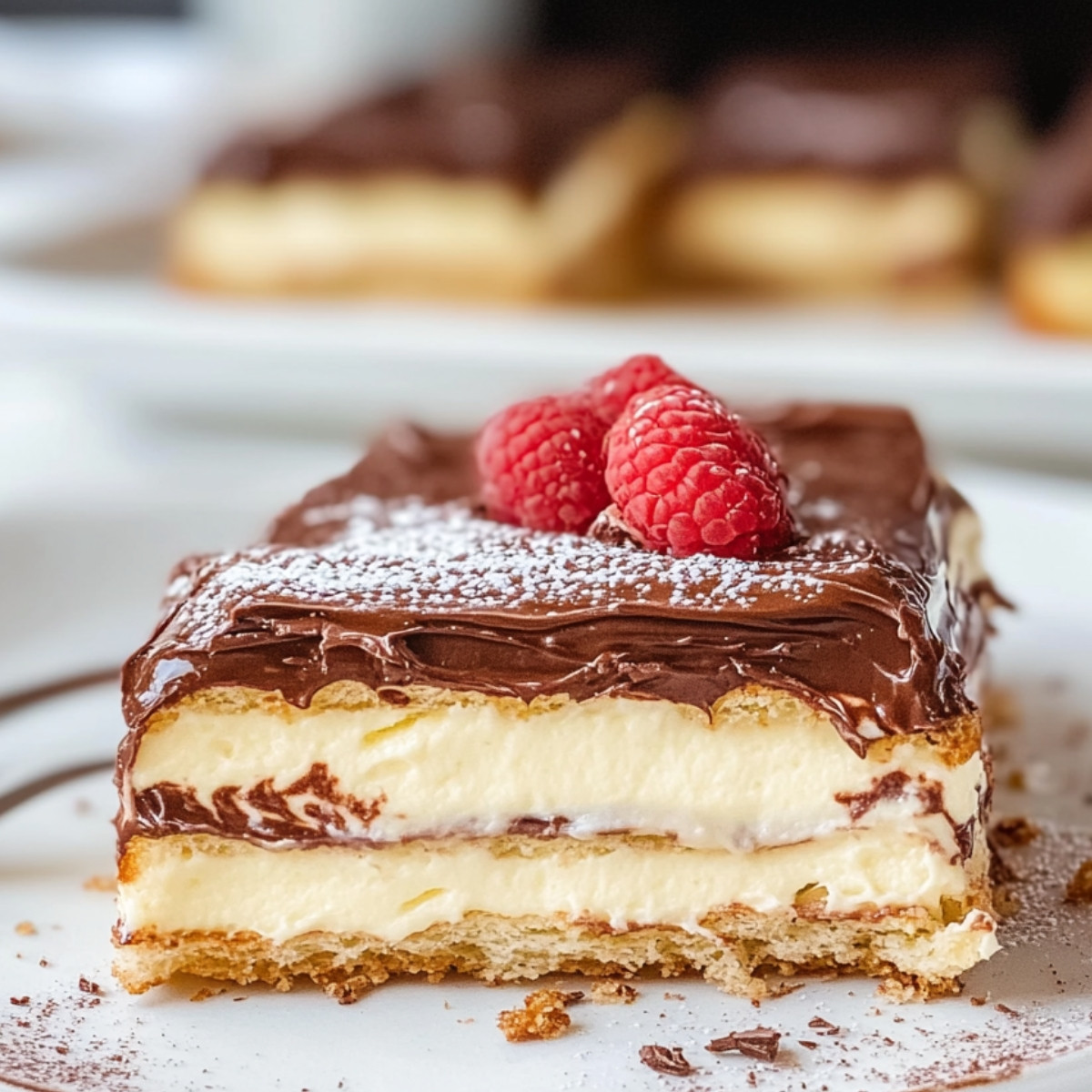 No Bake Chocolate Eclair Cake