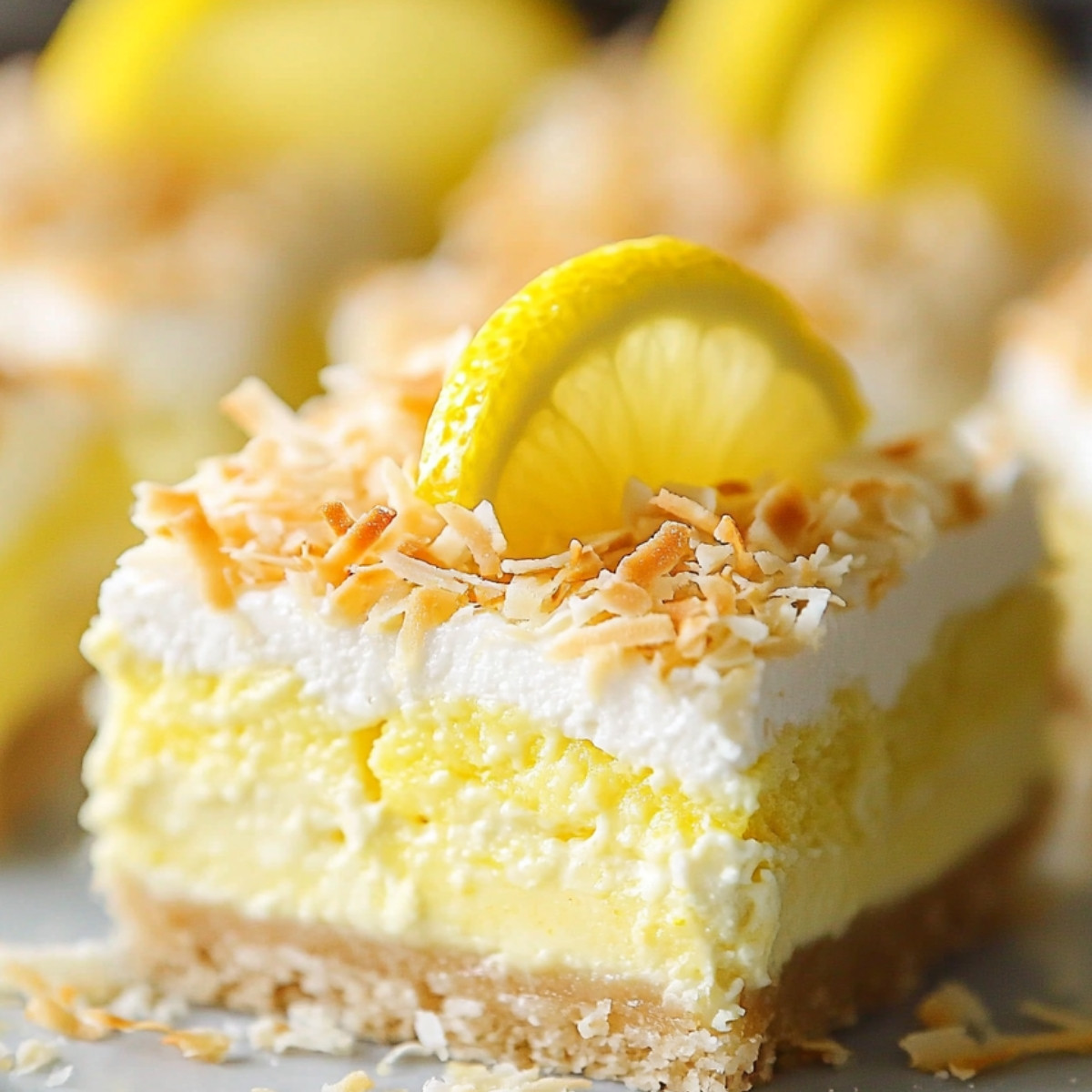 No Bake Lemon Coconut Cheesecake Bars