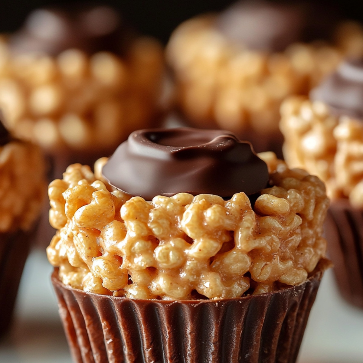 Peanut Butter Chocolate Rice Krispie Treat Cups