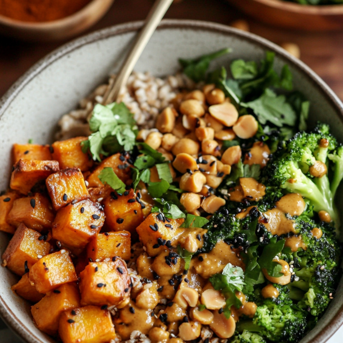 Peanut Sweet Potato Buddha Bowls