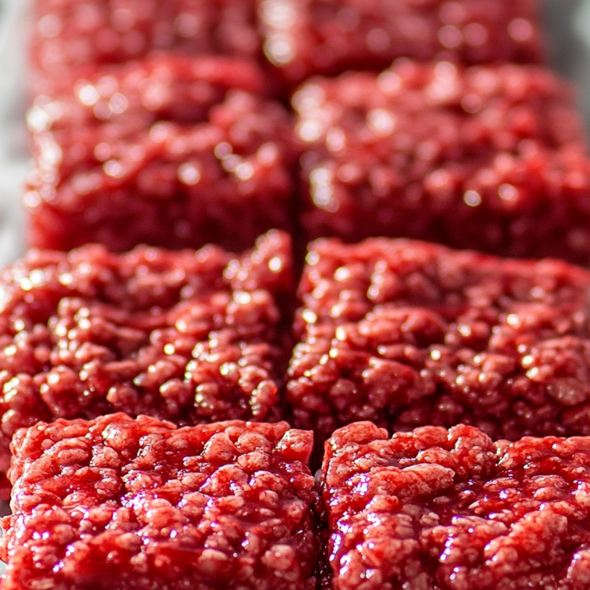 Red Velvet Raw Meat Rice Krispies Treats