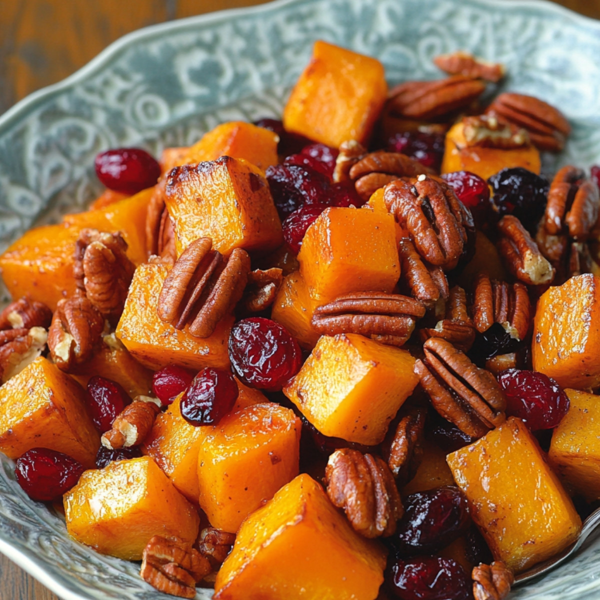 Roasted Butternut Squash with Cranberries and Pecans