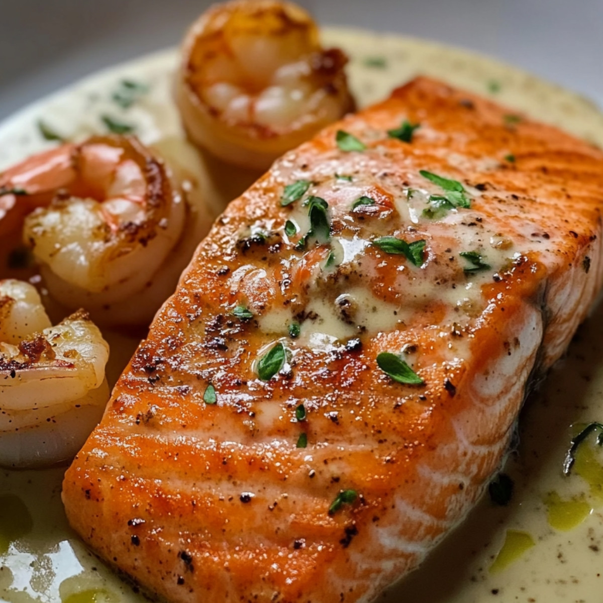 Salmon and Shrimp with Cajun Cream Sauce