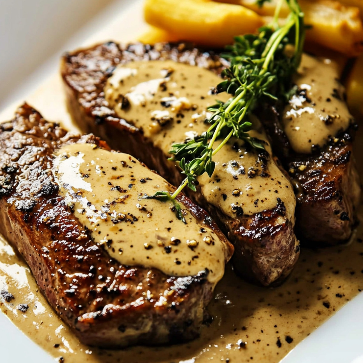 Steak with Garlic Cream Sauce