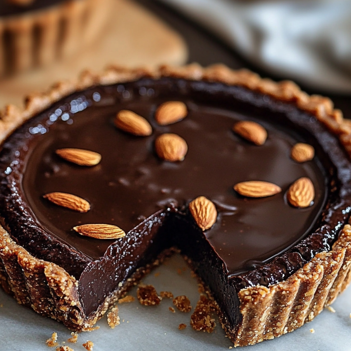 Vegan Chocolate Tart with Almond Crust