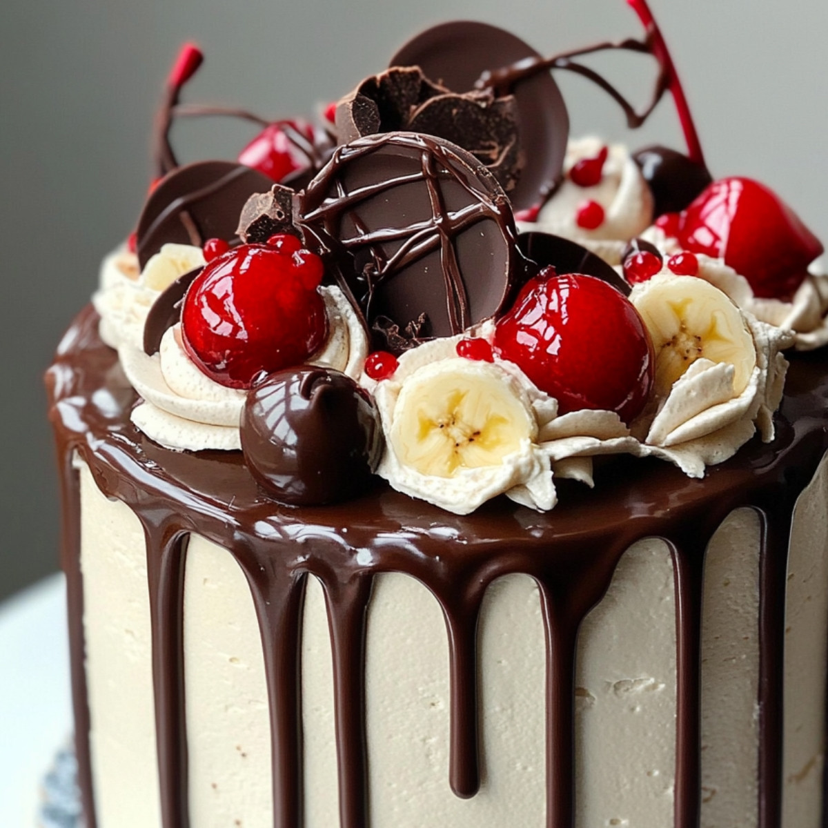 Banana Split Chocolate Drip Cake