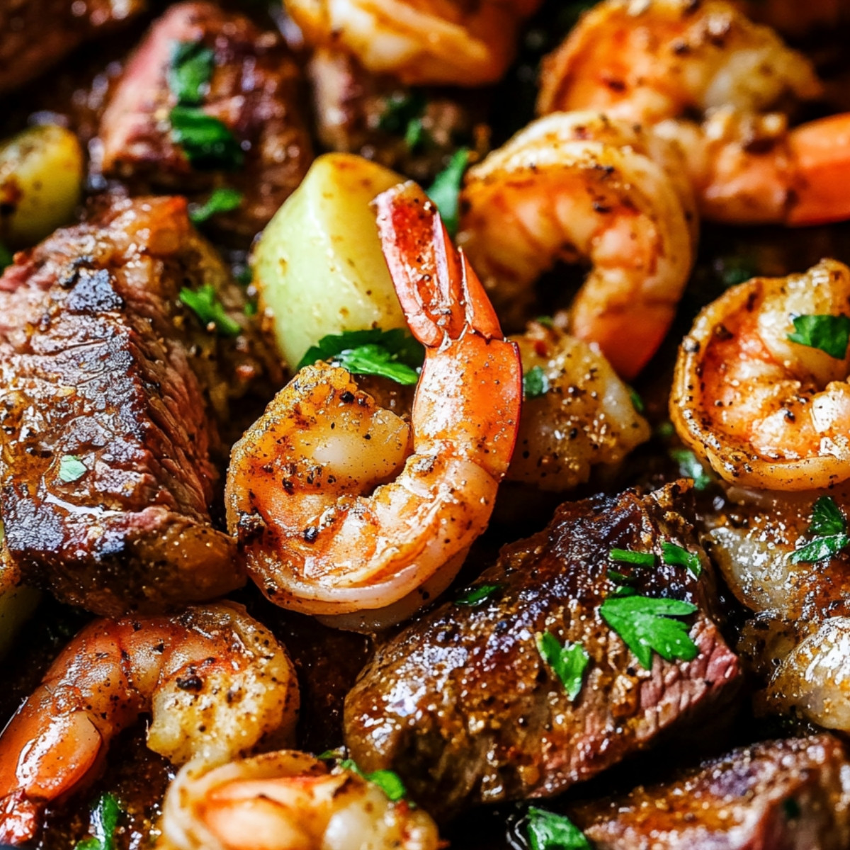 Cajun Butter Steak & Shrimp Skillet