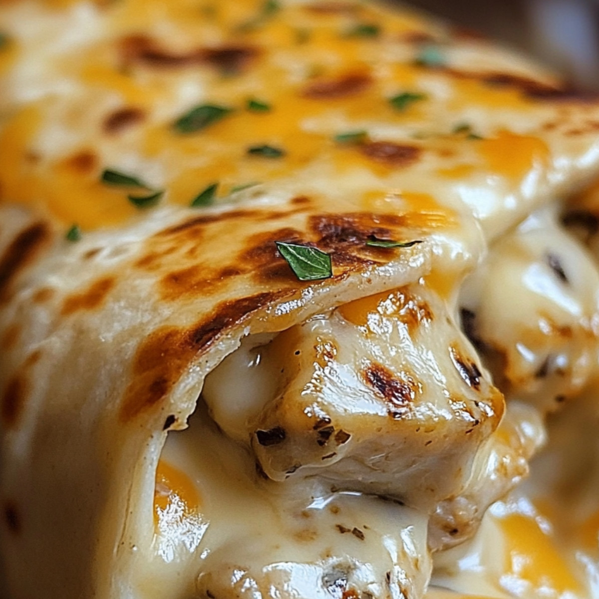 Cheesy Garlic Chicken Wraps