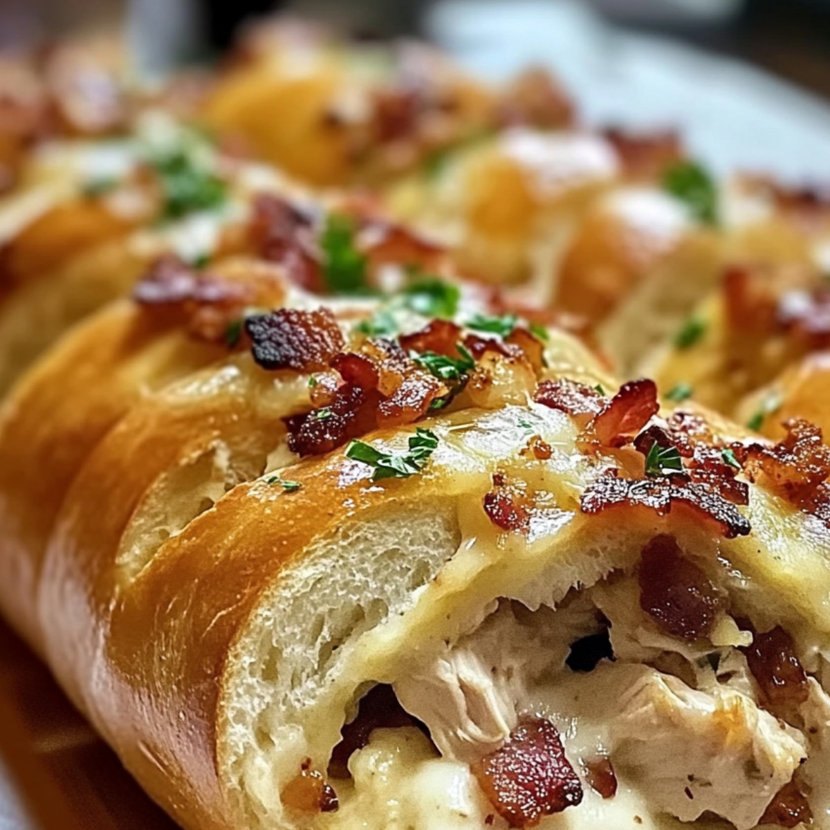 Chicken Bacon Ranch Stuffed Bread