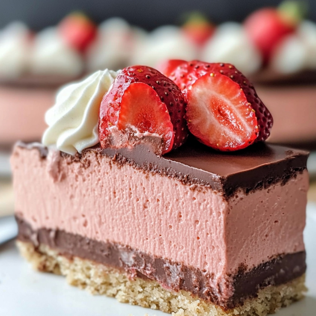 Chocolate Dipped Strawberry Mousse Cake