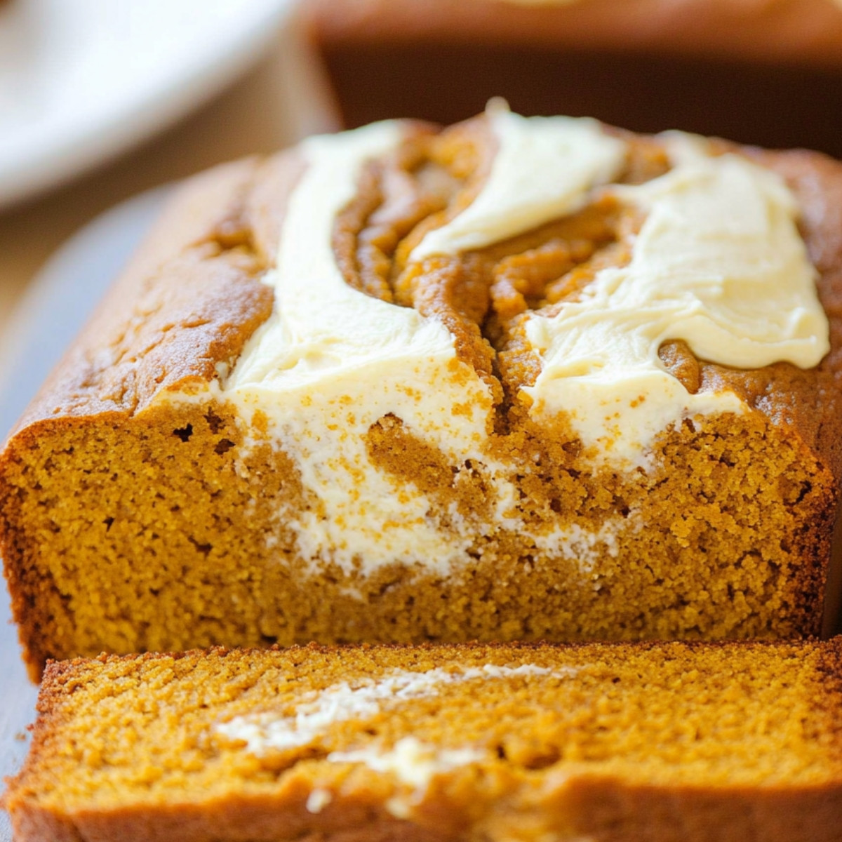 Cream Cheese Swirled Pumpkin Bread